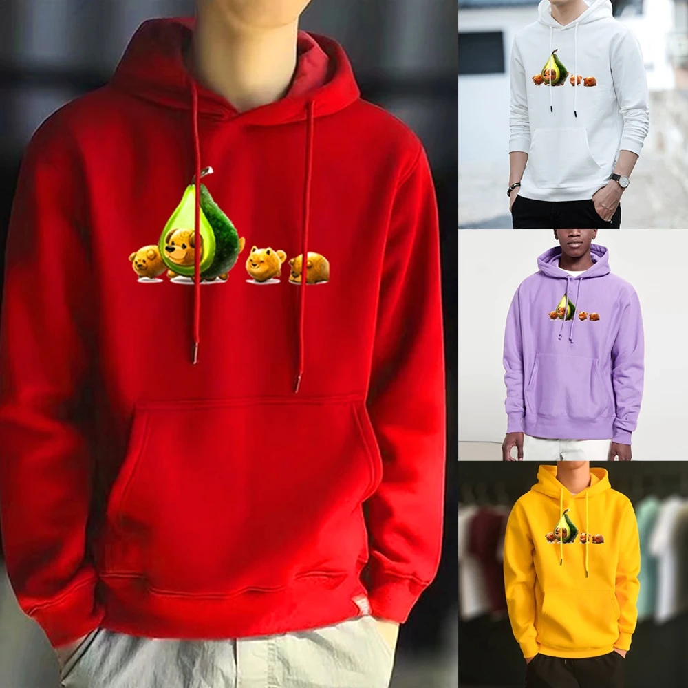 

Hoodies Men Harajuku Sweatshirts Avocado Print Hoodie Casual L Streetwear Autumn Male Long Sleeve Clothes Commuter Tops Pullover