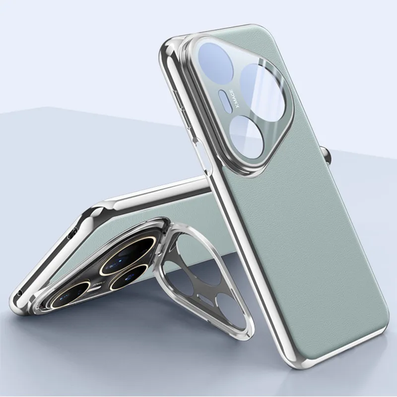 Elegant Leather Slim Case with CamKick Holder and Glossy Frame