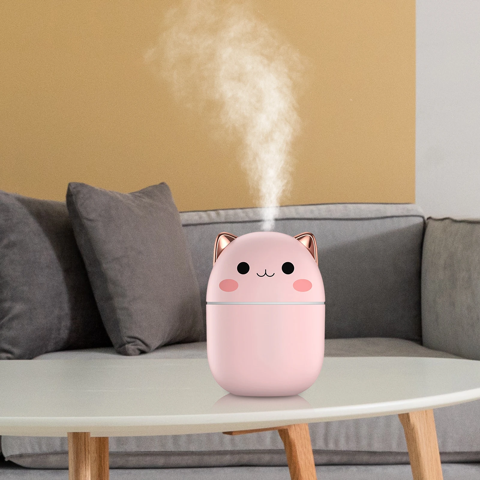250ml Car Air Humidifier Cute Kawaiil Aroma Diffuser With Light Cool Mist Spray For Car Home Air Purifier USB Humidifier