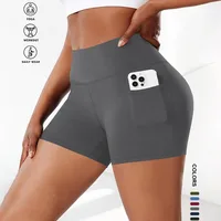 Plus Size Fit Yoga Shorts for Women's High Waist Side Pocket Workout Running Tight Stretchy Athletic Summer Fashion Slim Shorts - Image 2