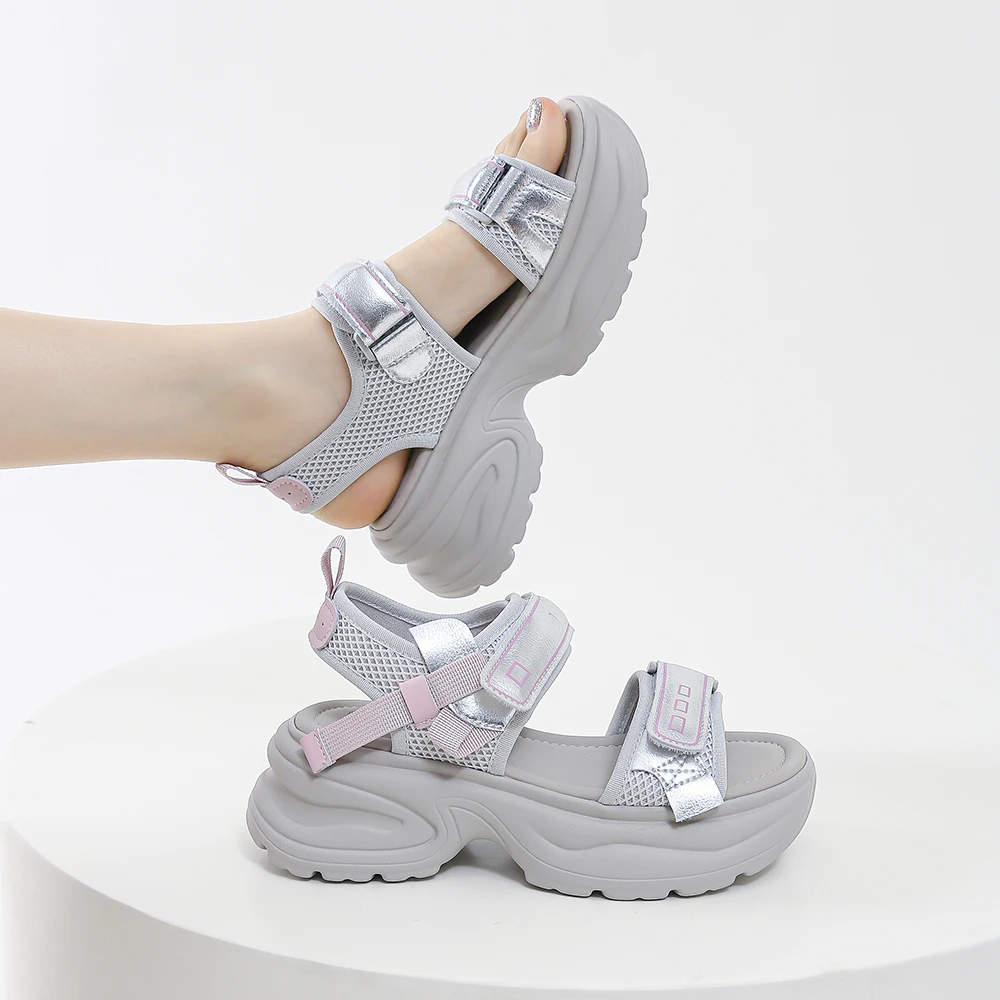 SOMILISS Women Chunky Platform Sandals Microfiber Leather Fabric Outdoor Beach Summer Fashion Causal Sandals