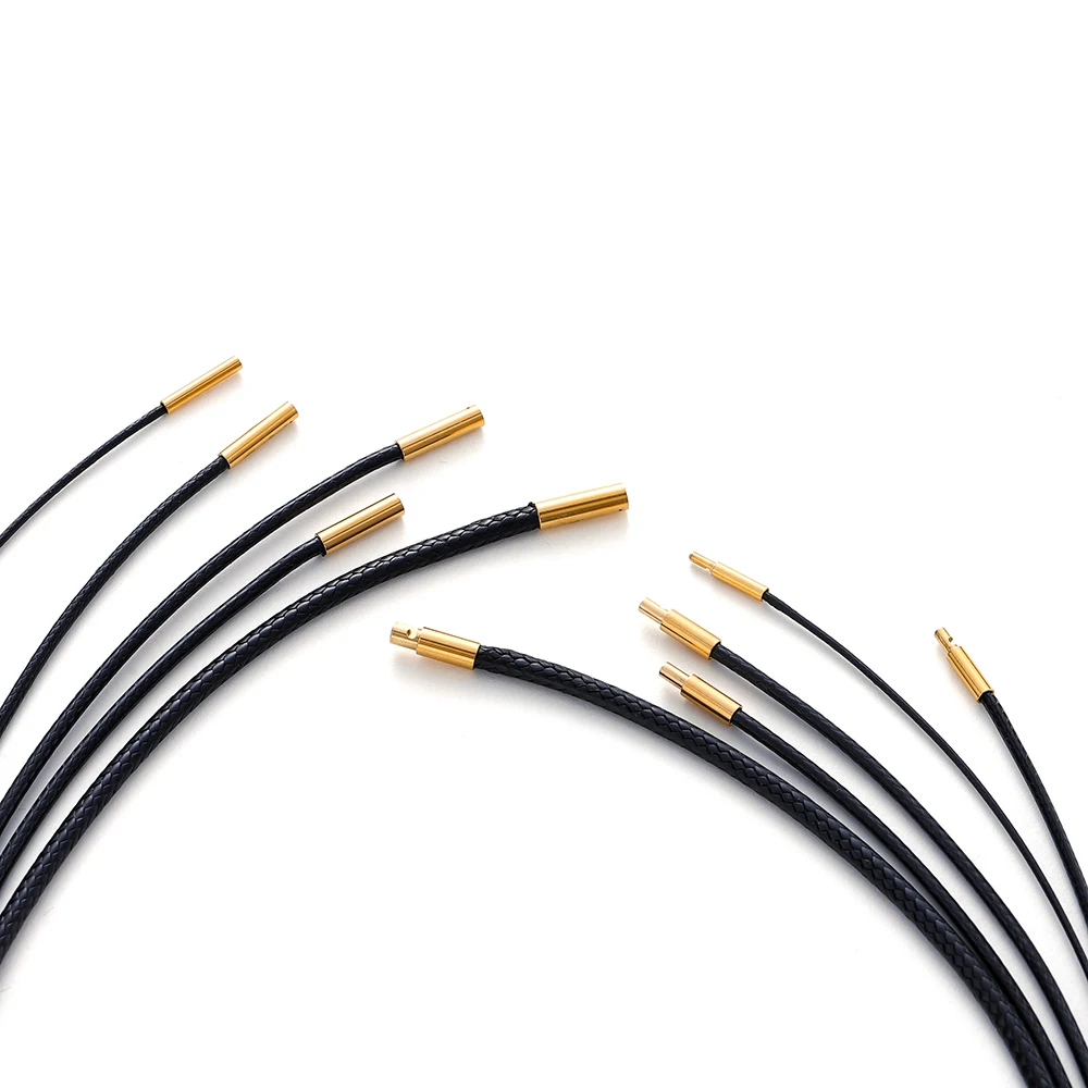 1 Stücke 45/50/60 cm Schwarz Echtes Leder Seil Halskette mit Verschluss Schnur Kette Linie String für DIY Anhänger Schmuck Machen Zubehör – Detail 5