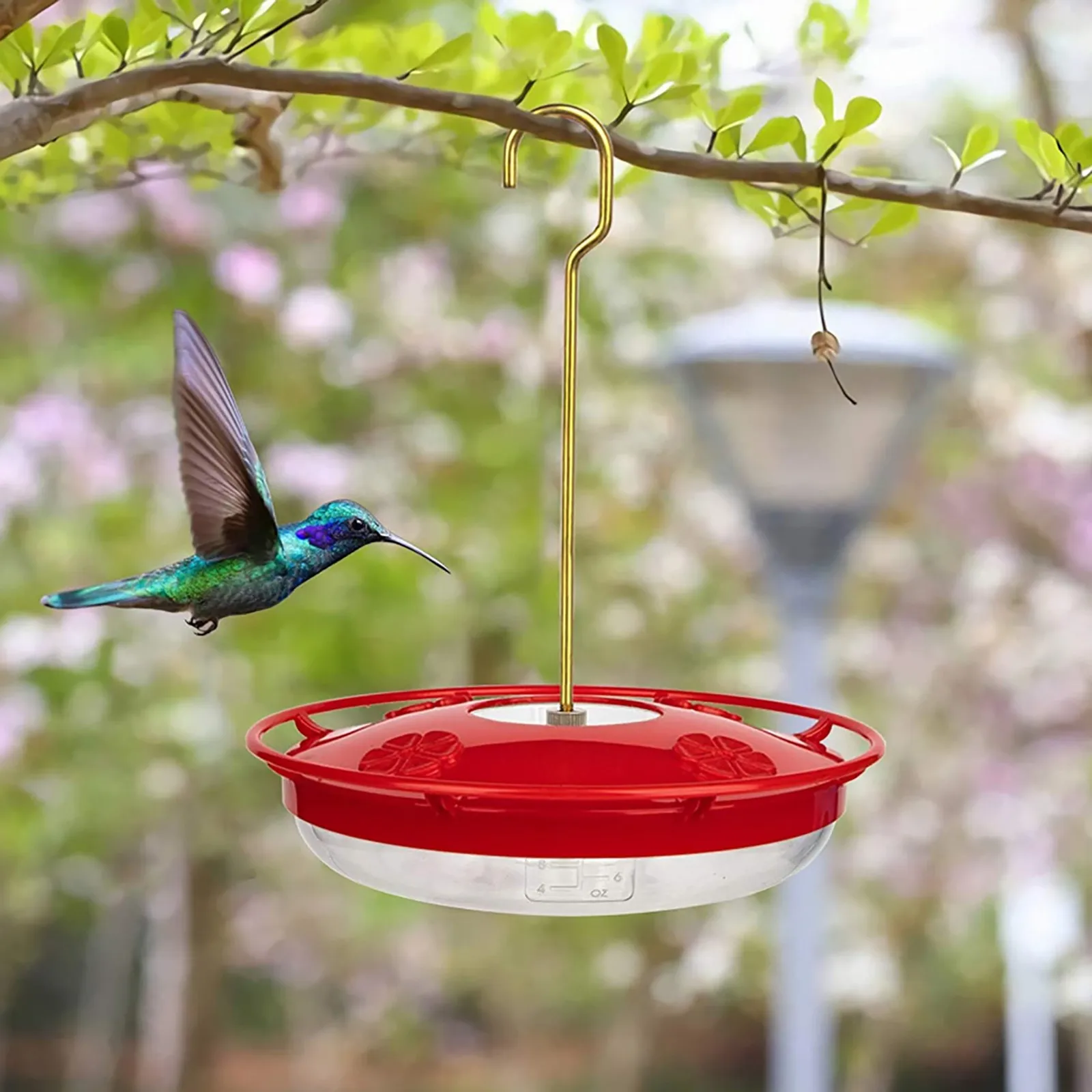 Bird Feeder Hanging Hummingbird Feeder with 4 Feeding Flower Ports for Garden Yard Patio