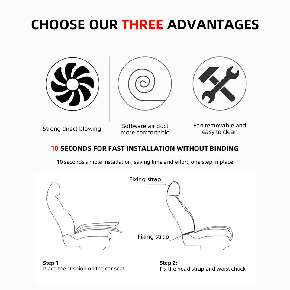 Universal Car Cool Air Seat Cushion With Dual Fan USB Charging Multi-color 12V/24V Car Interior Seat Cooling Pad For Car Truck 6