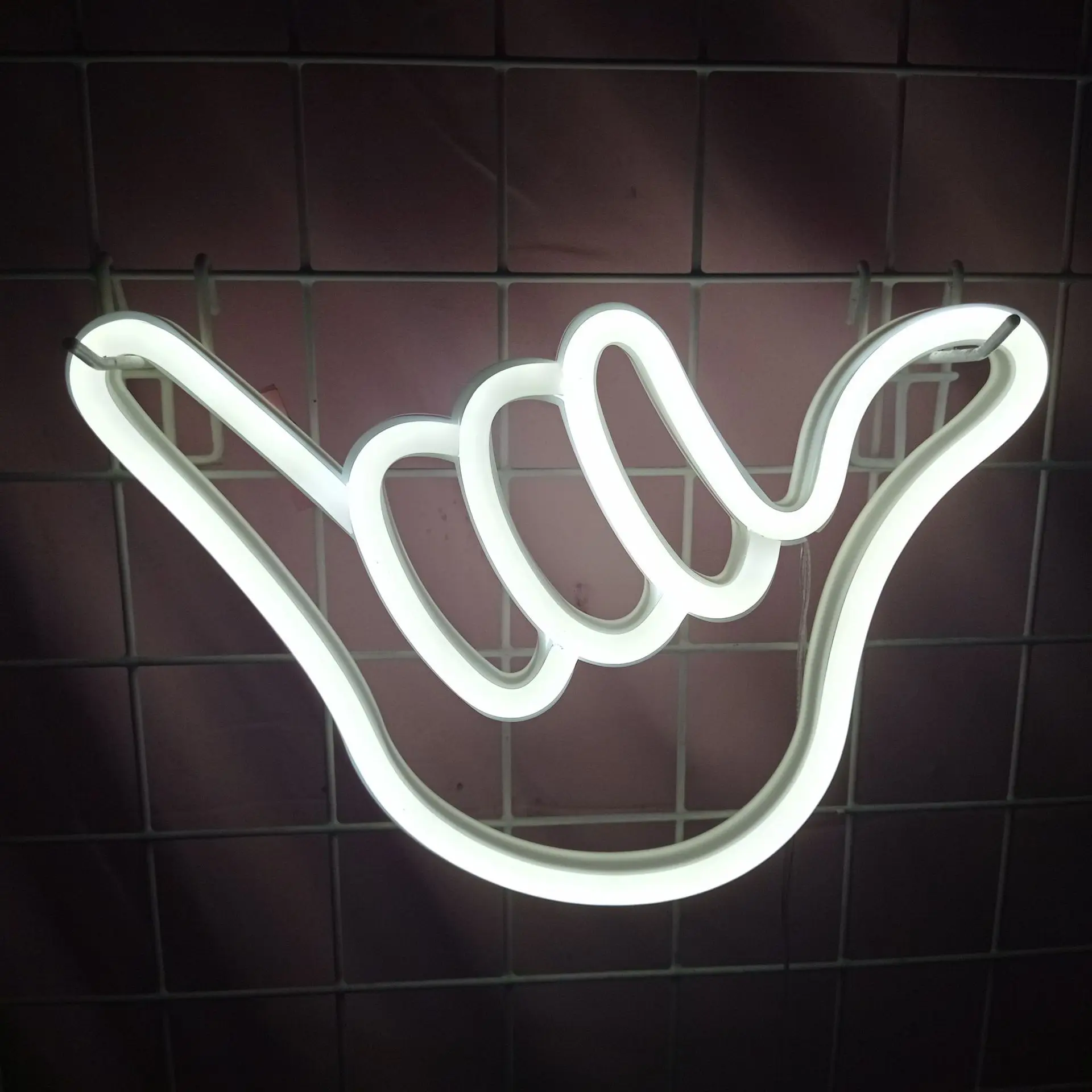 LED 네온 I Love You Peace 제스처 손가락 네온 사인, 야간 조명, 3D 벽 아트 및 게임 룸, 침실 거실 장식 램프 사인