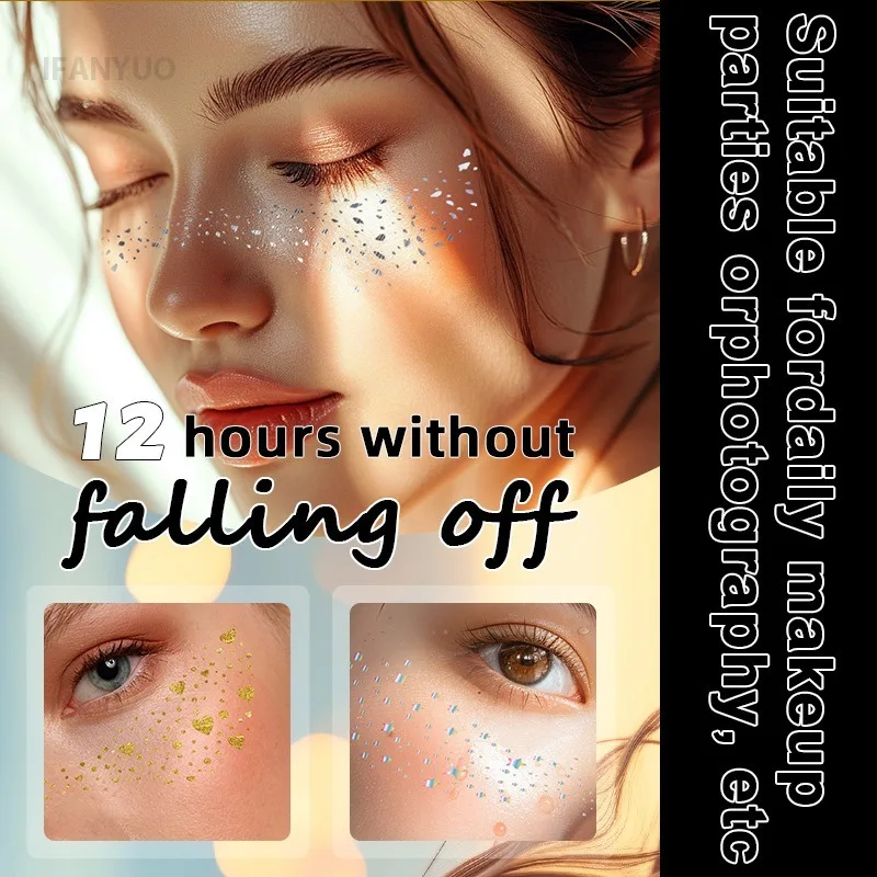 6pcs Metallic Fake Freckles Temporary Tattoo Stickers Hot Stamping Freckles Makeup Patches Face Makeup