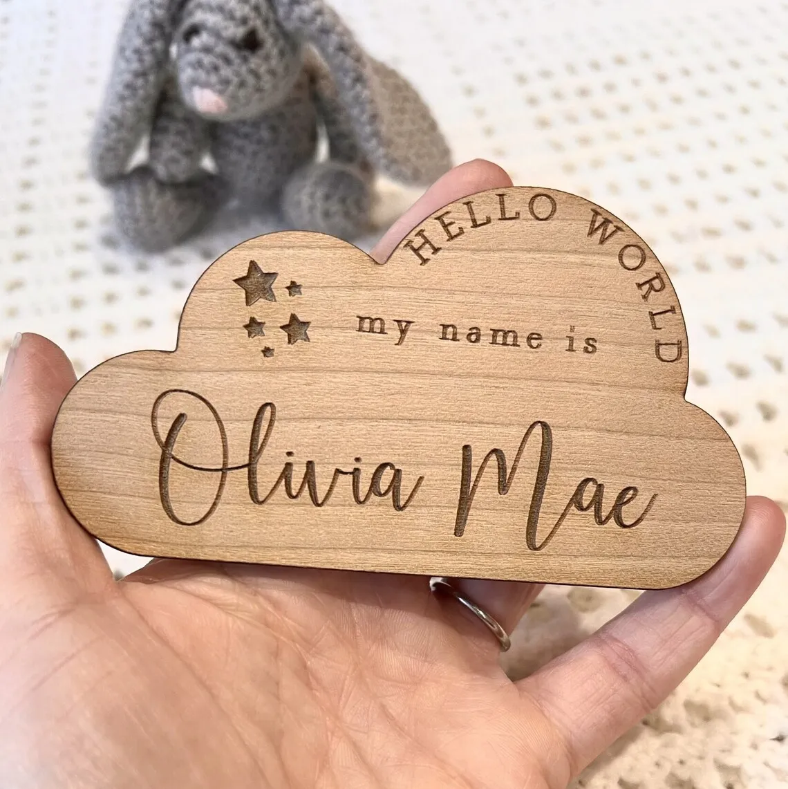 Cloud Welcome To The World Sign - Baby Name Annuncio Sign-Annuncio Baby Name-Baby Prop- Social Media Prop-Nursery Decor