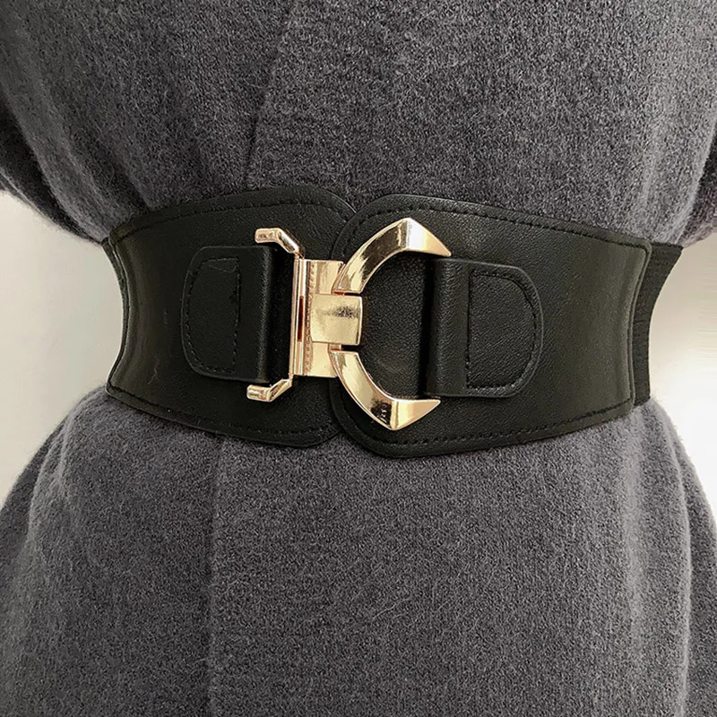 Women's Korean Retro Elastic Adjustable Decorative Waist Cincher Versatile Wide Belt