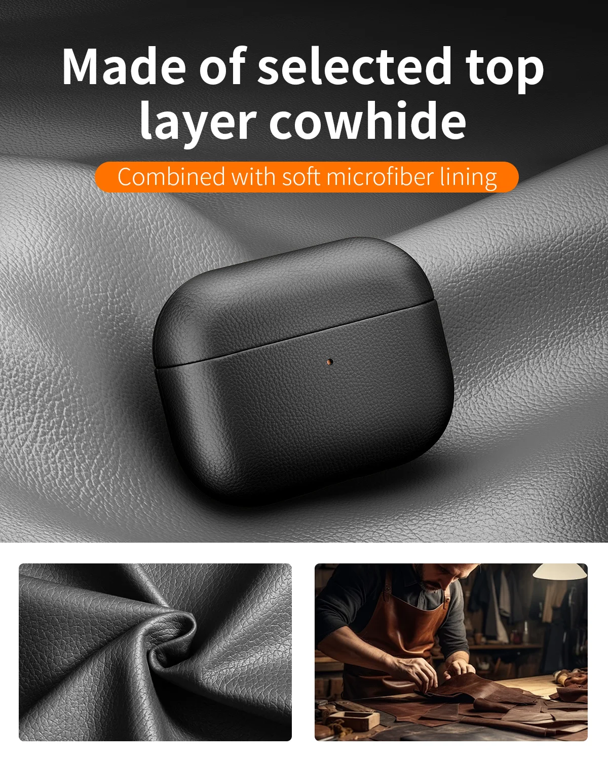 Eary Leather Case for AirPods Pro 3 Case 2025 Compatible Wireless Charging Earphone Cover Powerful Drop Protection With Keychain