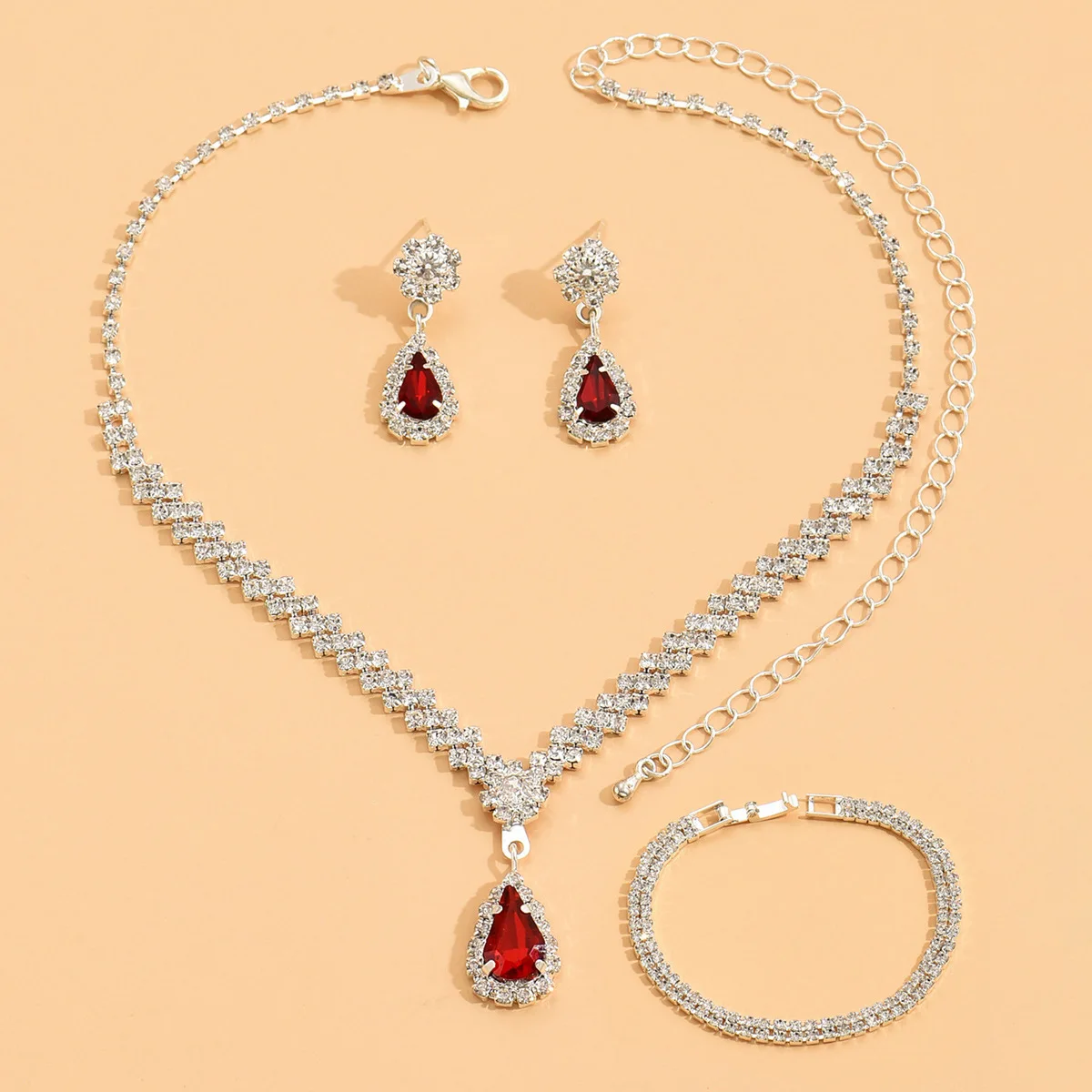 Joyería Mujer KGDUYC - Collar Pulsera Pendientes Y Clutch Plateado Para Bodas