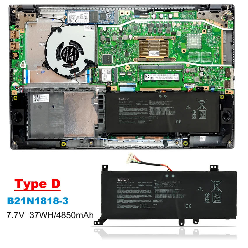X412, X409FA, VivoBook 15, M509DA, X509UA, F509FA, A409UA, 7.7V, 37WH, 2ICP7, 54