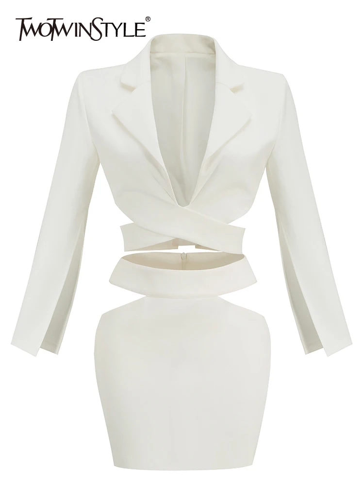 Long Sleeves Top High Waist Mini Skirts Suits
