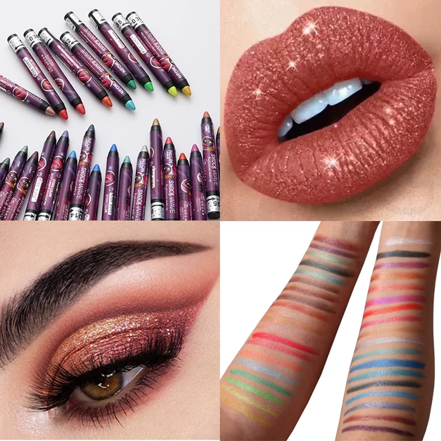 18 Color Eyeshadow Pencil, Lip Pencil Eyeliner Pen, Long, 56 OFF
