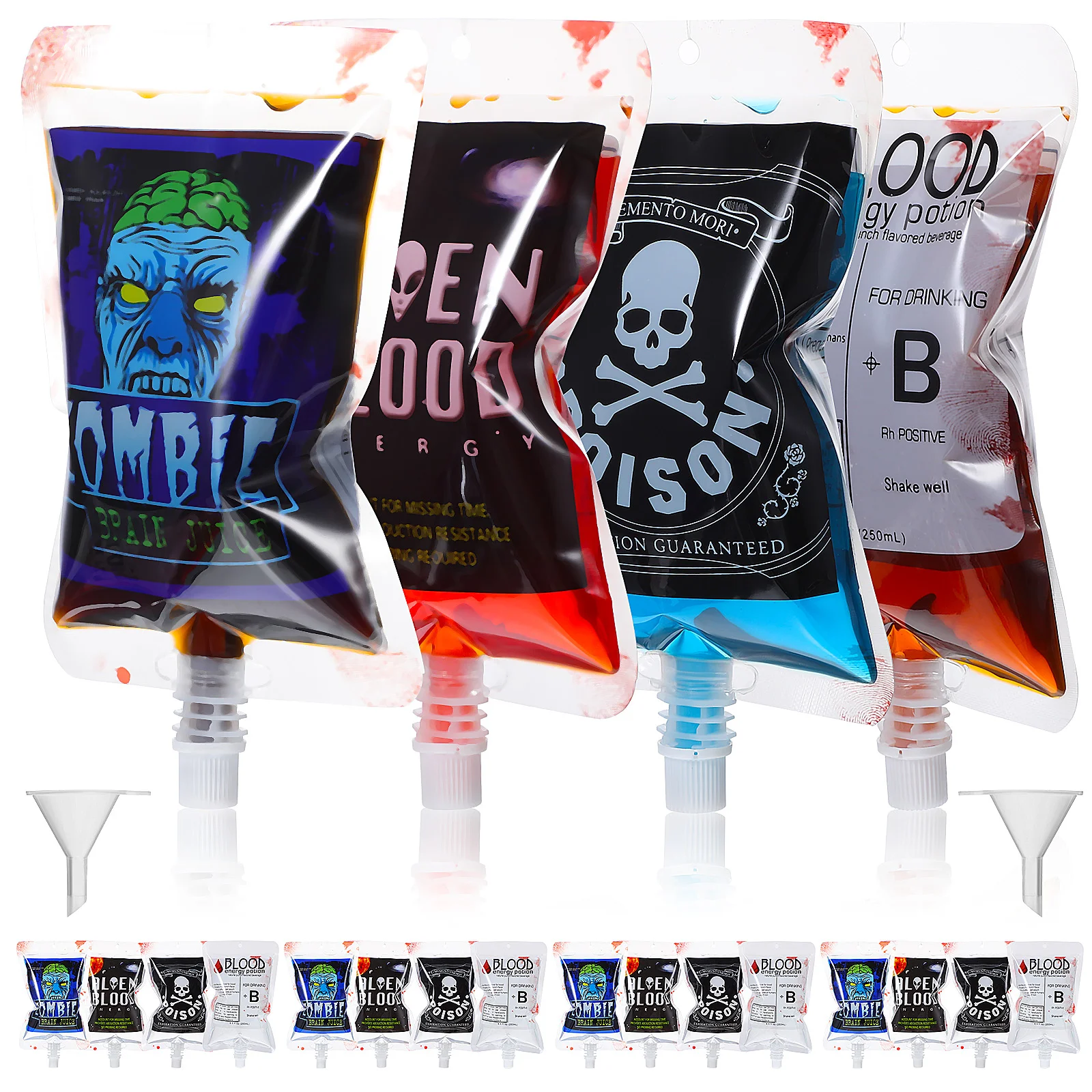 

Halloween Blood Bags Drinks 20 Pack 250Ml Reusable Halloween Drinking Pouches With Funnels Halloween Party Drink Cups Halloween