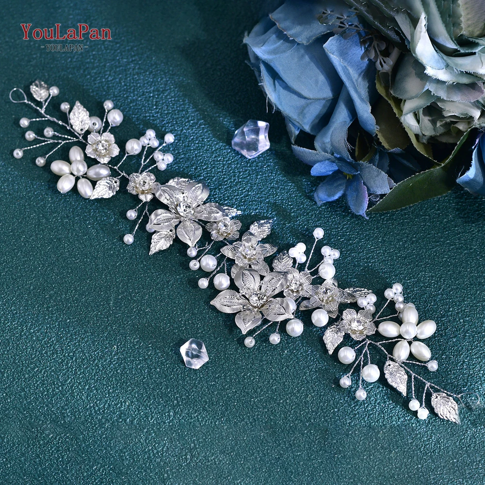 YouLaPan Silver Alloy Flower Bride Waist Accessories Wedding Dress Belt Pearl Waist Chain Dress Decoration SH749