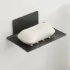 Soap Dish Shower Waterfall Black Stainless Steel Soap Tray Self Adhesive Bar Soap Holder with Drain for Shower Bathroom Kitchen 1