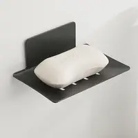 Soap Dish Shower Waterfall Black Stainless Steel Soap Tray Self Adhesive Bar Soap Holder with Drain for Shower Bathroom Kitchen 1