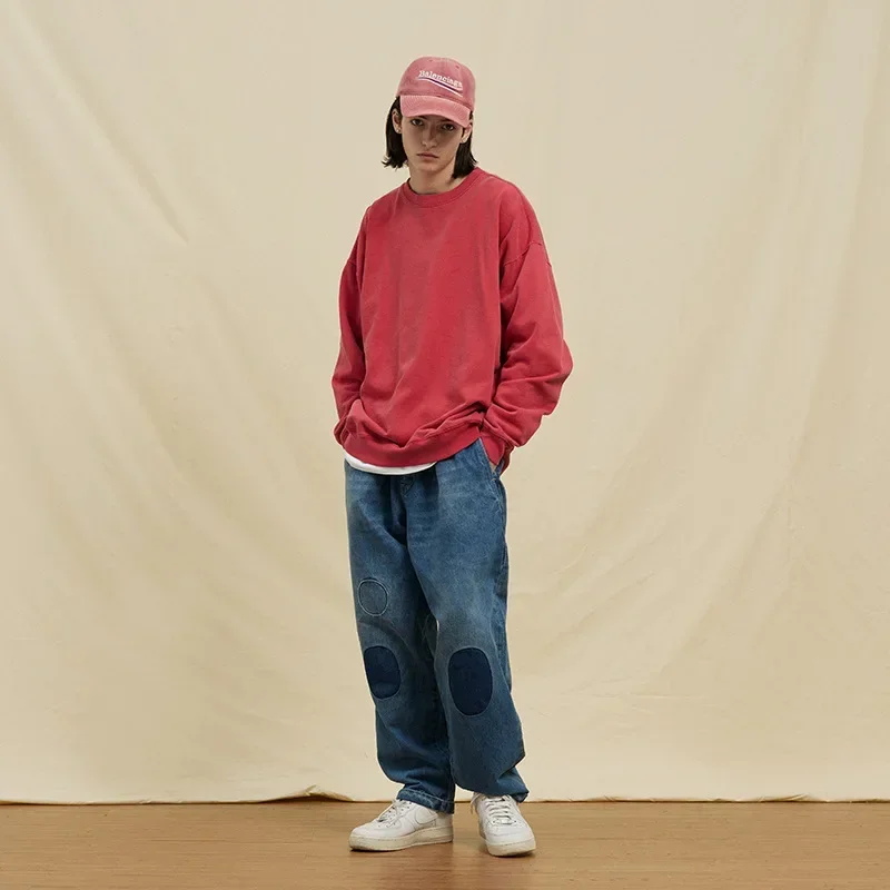 Autumn and Winter Cotton Sweater Washed Do Old Loose Fashion Round Neck Personalized Pullover Shirt Male Sweatshirt Streetwear