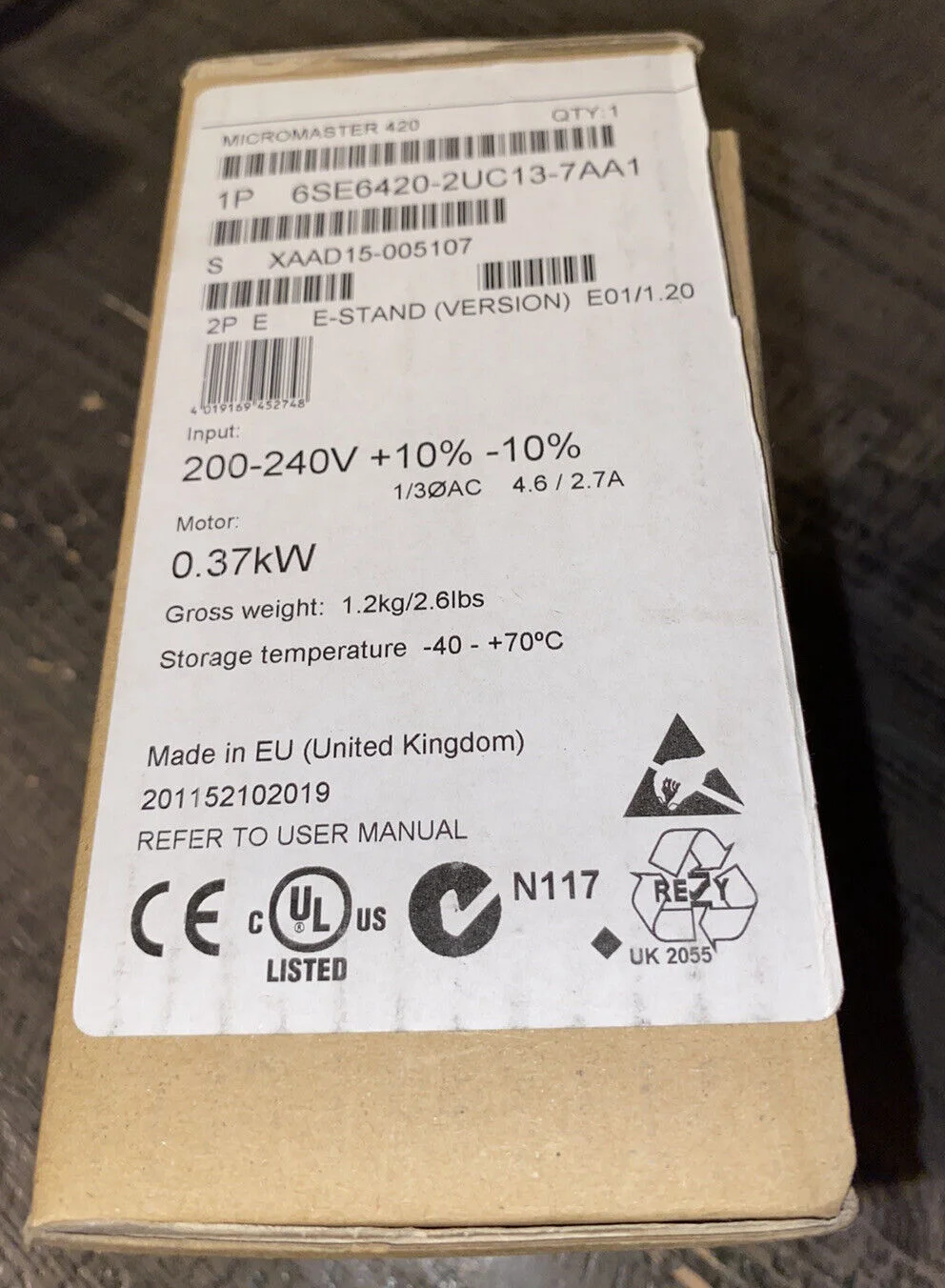 

Новый в коробке 6SE6440-2UC13-7AA1 инвертор 6SE6 440-2UC13-7AA 1 быстрая доставка