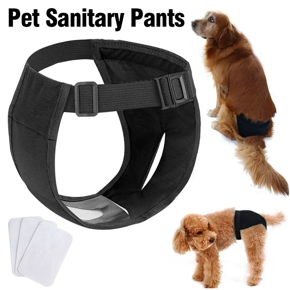 Washable Easy To Wear Underwear Briefs Pet Sanitary Pants With 3 Diapers Dog Shorts Panties Physiological Pants