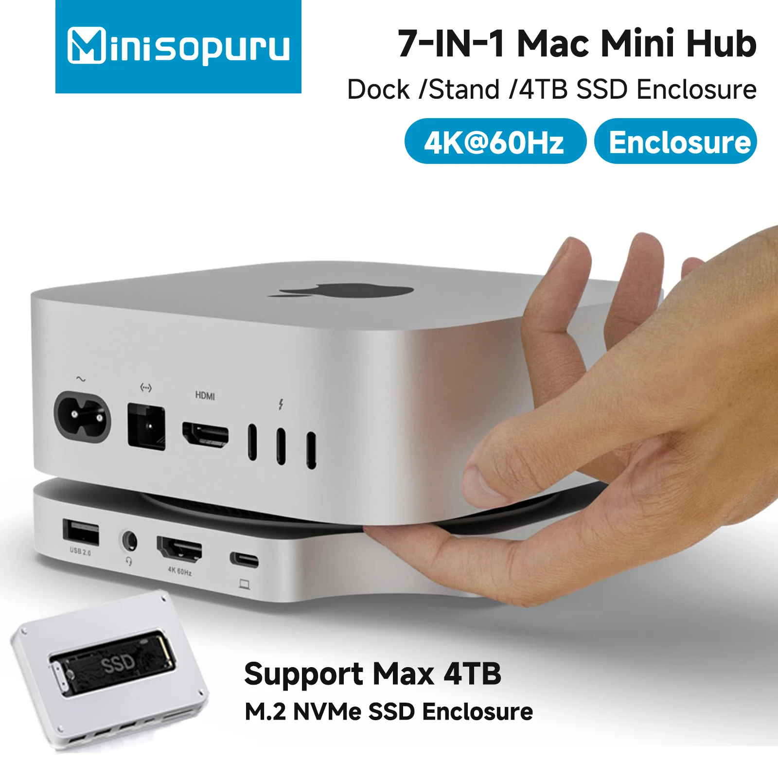 Minisopuru iExpandMate Mac Mini M4/M4用 Minisopuru iExpandMate™ Mac Mini Hub & Stand with SSD