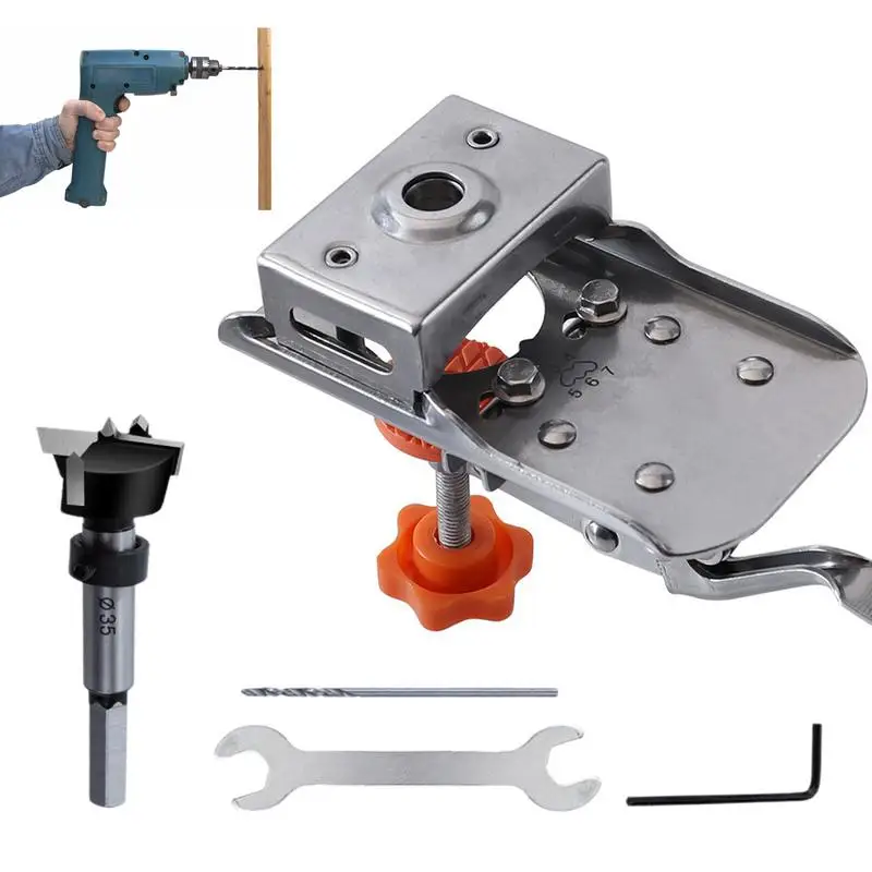 

Cabinet Door Hinge Jig Door Hinge Hole Drilling Puncher Positioner Hole Positioning Tool With Superhard Bit For Closets Door