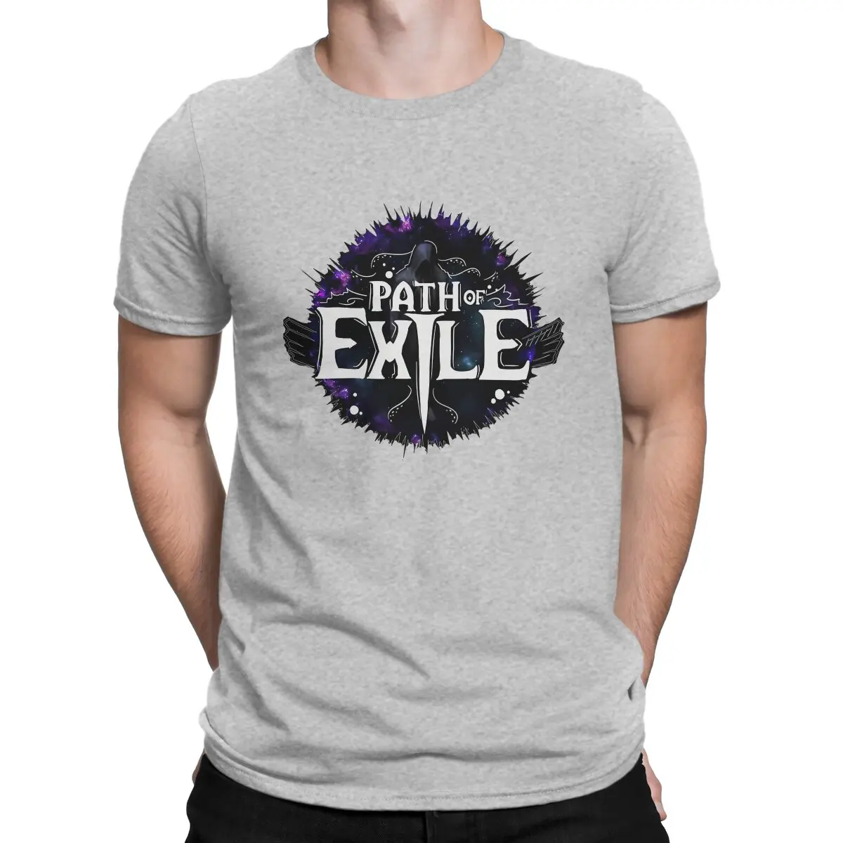 thumbnail image 1 of Camiseta de hombre con fondo moldeador, fresca y única, de algodón puro, de manga corta, de Path of Exile, cuello redondo, tallas 4XL y 5XL., 1 of 7