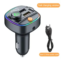 High - Power Bluetooth FM Transmitter & Handsfree Car Audio Modulator with Fast Charging Adapter (C4S - Black)