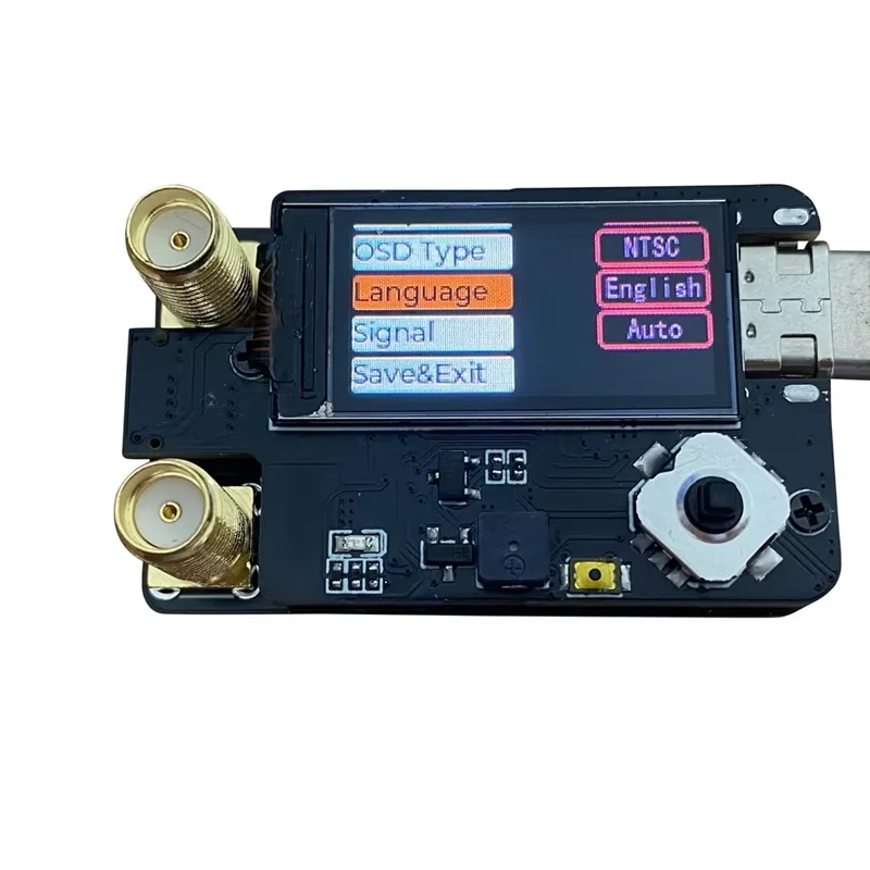 Détail des connecteurs et de la fixation du module récepteur FPV double antenne 4.9G 5.8G 6G PLUS 70CH pour lunettes Fatshark Skyzone DJI, montrant sa compatibilité.