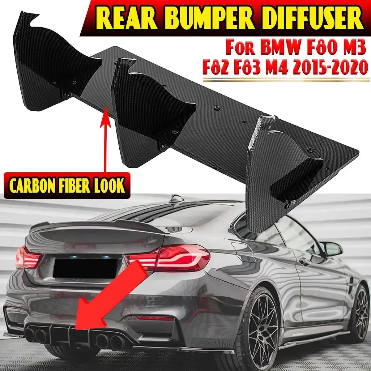 

New Car Rear Bumper Diffuser Lip Spoiler Protector Cover Guard For BMW F80 M3 F82 F83 M4 2015-2020 Rear Bumper Lip Diffuser Lip