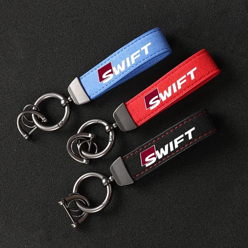 

High-Grade Leather Suede Key Ring Horseshoe Buckle Car Keychain For Suzuki SWIFT Keychain motorcycle Auto Vehicle Key Chain