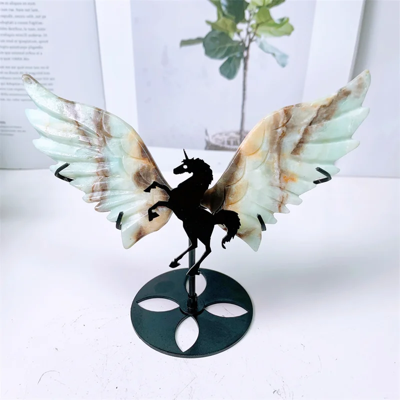 

Natural Amazonite Unicorn Pegasus Crystal Fashion Gemstone Animal Carving Crafts Fengshui Decorations Gift 1pair