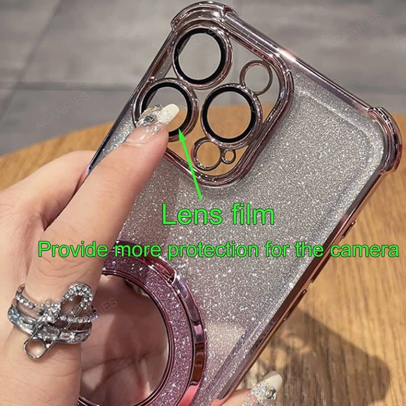 Four-Corner Anti-Shock Mirror Stand Phone Case with Plating Finish