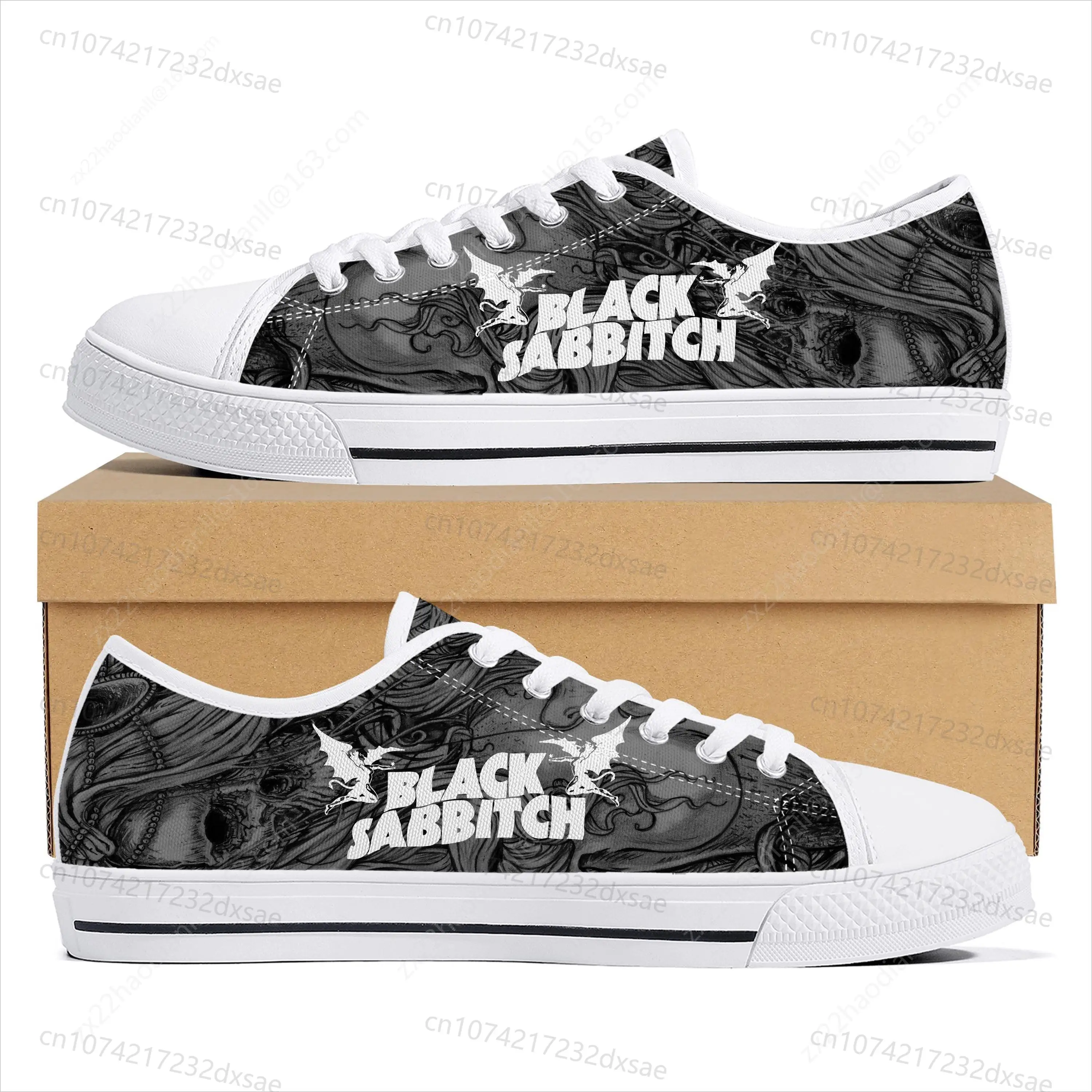 Black Heavy Metal Band Sabbath Low Top High Quality Sneakers Mens Women Teenager Canvas Sneaker Casual Couple Shoes Custom Shoes
