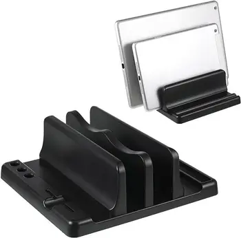 Supporto per laptop da ufficio verticale, salva spazio sul desktop, facile da posizionare, accessori per computer, larghezza regolabile, portaoggetti da scrivania per ufficio