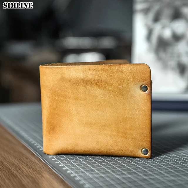 tarjetero hombre de cuero hecho a mano Crazy Horse, Cartera de cuero  genuino, tarjeteros para tarjetas de crédito - AliExpress