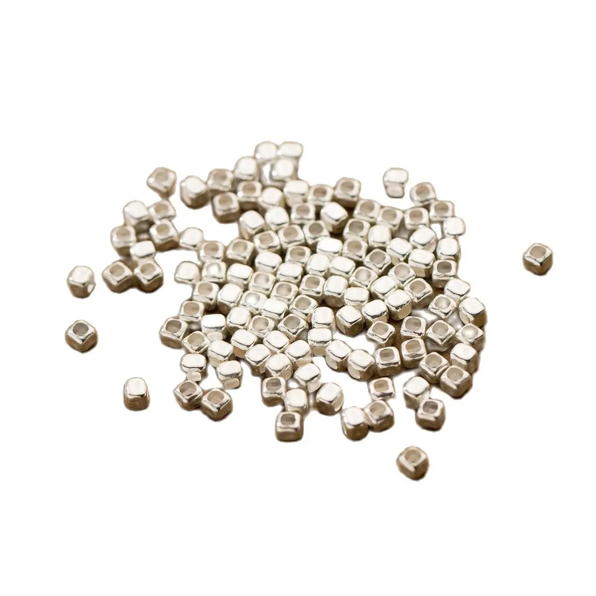10pcs/Lot 925 Sterling Silver Cute Small Sqaure Sugar Loose Beads 3mm Handmade Beading Spacers DIY Silver Jewelry Accessories 6