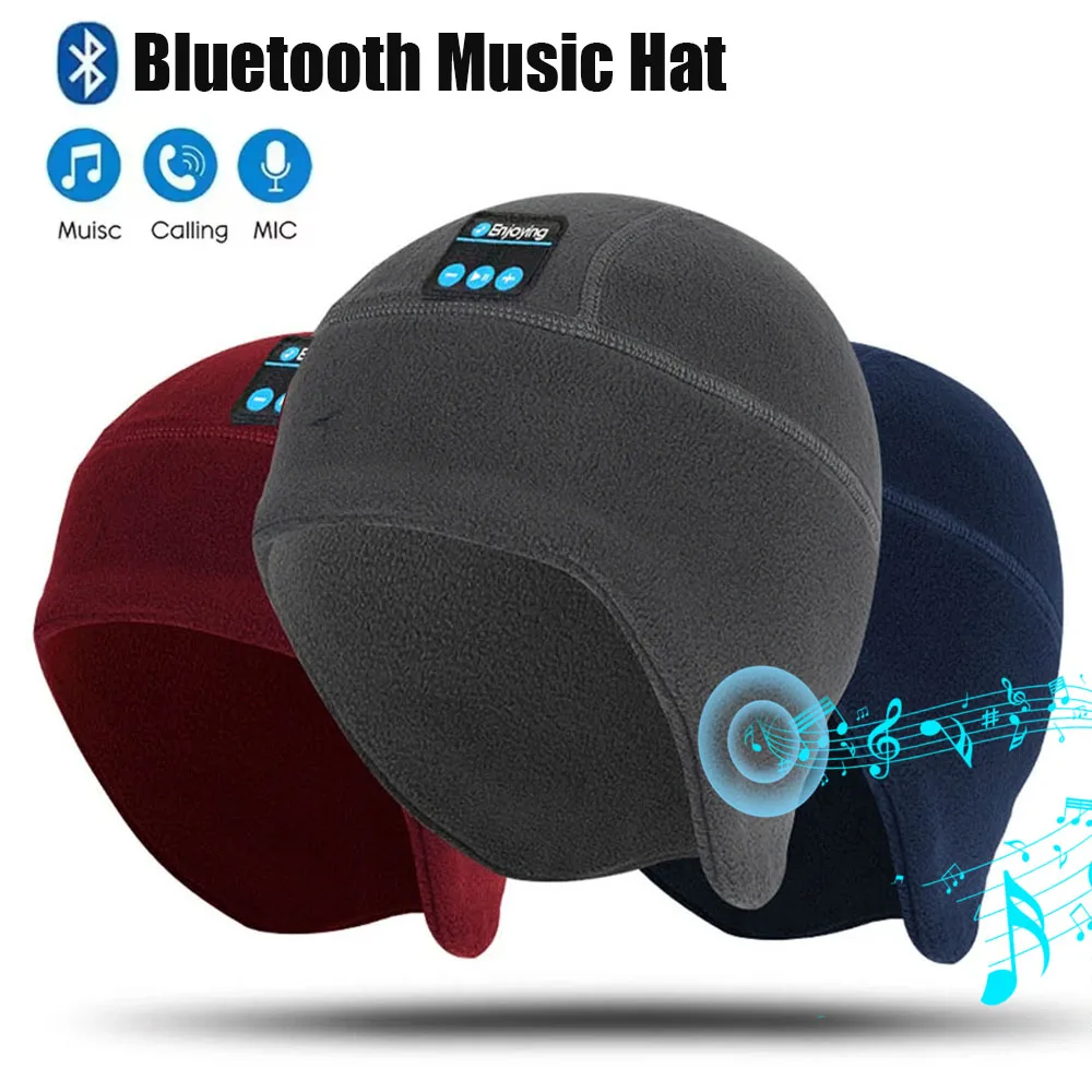 Bluetooth Wireless Headphones Sports Hat Soft Comfortable Sleeping Music Headsets Winter Cap Handsfree Call Earphone With Mic