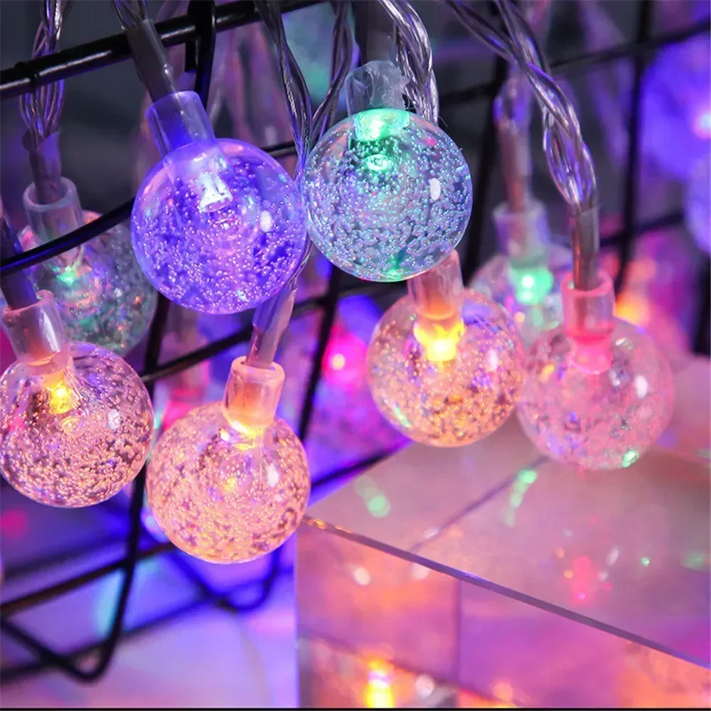LED Bubble Ball String Lights Golden Glow Battery Operated Indoor Fairy Lights for Wedding Holidays New Year Decorations