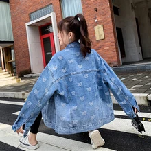 

Tide Street Oversized Cowboy Coats For Women Fashion Chic Printing All-Match Spring Autumn 2022 New Denim Jackets Female Ins