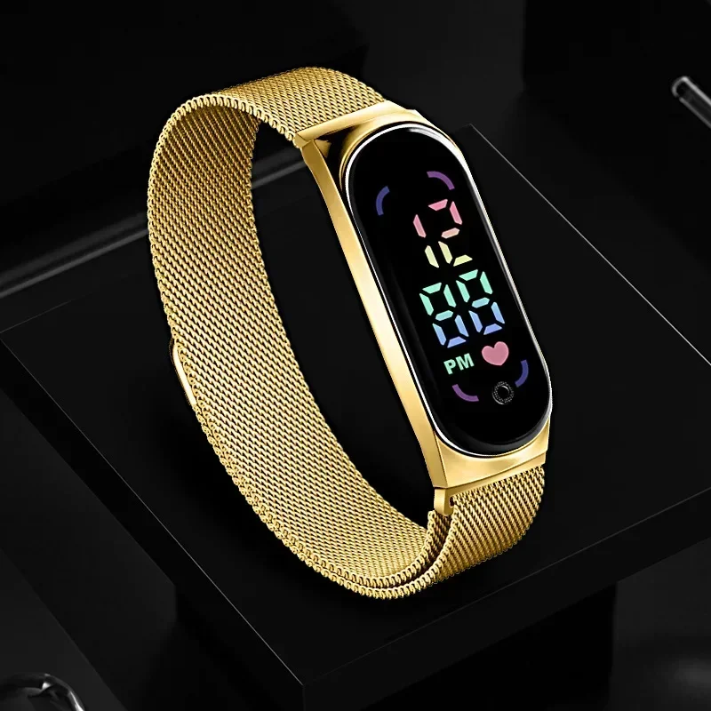 Womens Watch LED Magnetic Watchband Strap Waterproof Touch Feminine Fashion Digital