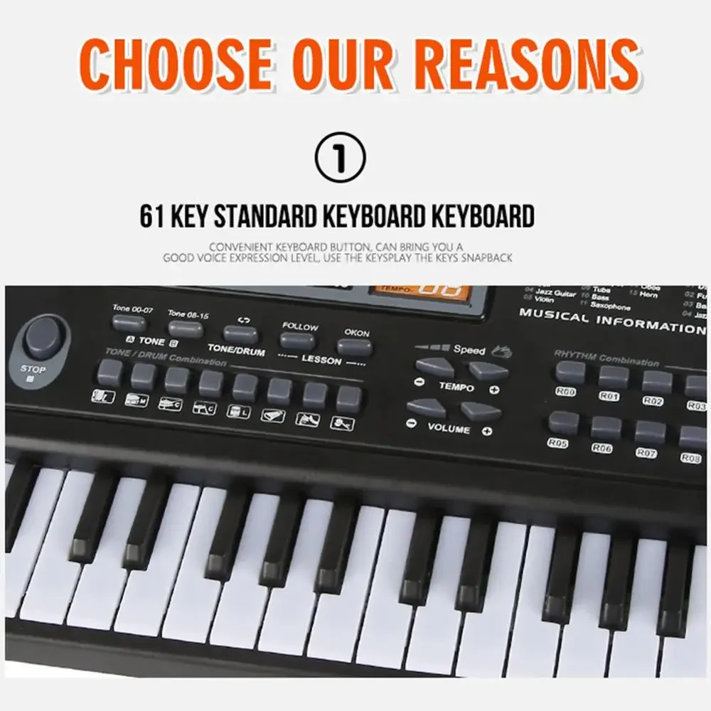 61 Keys Electronic Keyboard Piano Digital Music Key Board Kid Multifunctional with Microphone Musical Enlightenment Xmas Gifts 5