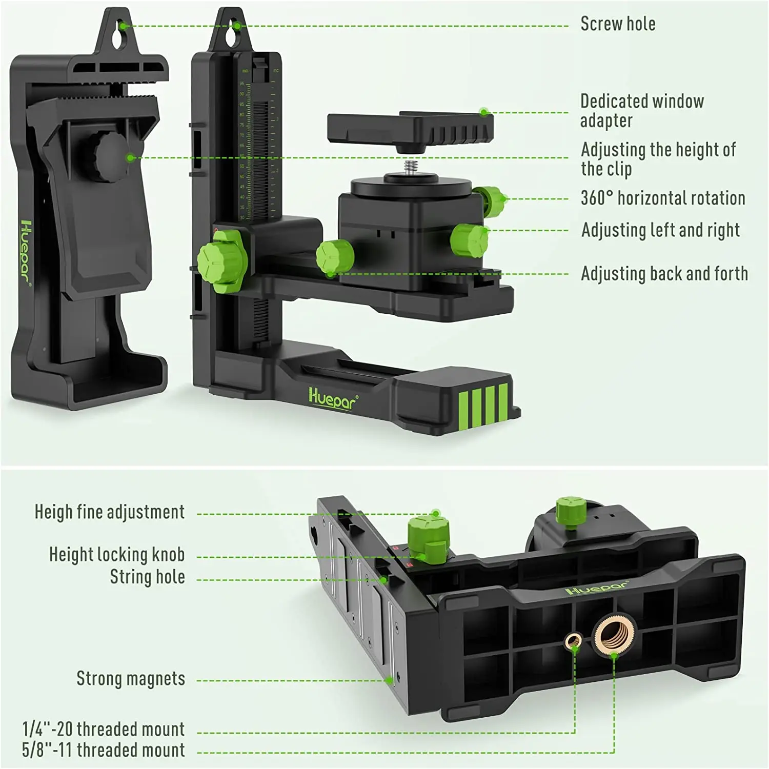 Fine-tuning Pivoting Bracket Magnetic Base For Laser Level, Tripod, Wall Hang Mo