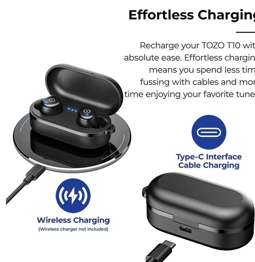 Hybrid Active Noise Cancelling Wireless Earbuds Tozo Earbuds