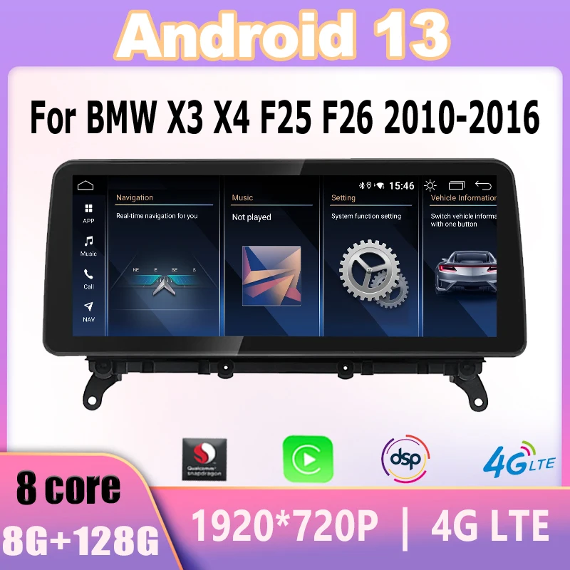 

Qualcomm Snapdragon 665 12.5 Inch 128G GPS Navigation Multimedia Player Wireless Carplay For BMW X3 F25 X4 F26 2010-2016