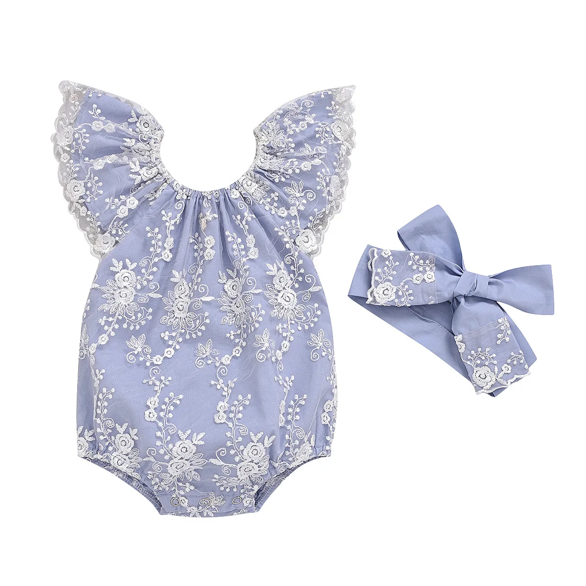 

2022 Summer Off Shoulder Lace Baby Romper with Headband Bodysuit For Newborns Baby Girl Clothes Summer Baby Onesies 0-12 Months