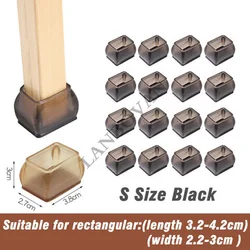 16pcs Enhanced Silicone Furniture Leg Protectors - Non - Slip Felt Pads (S  Rectangular - I)
