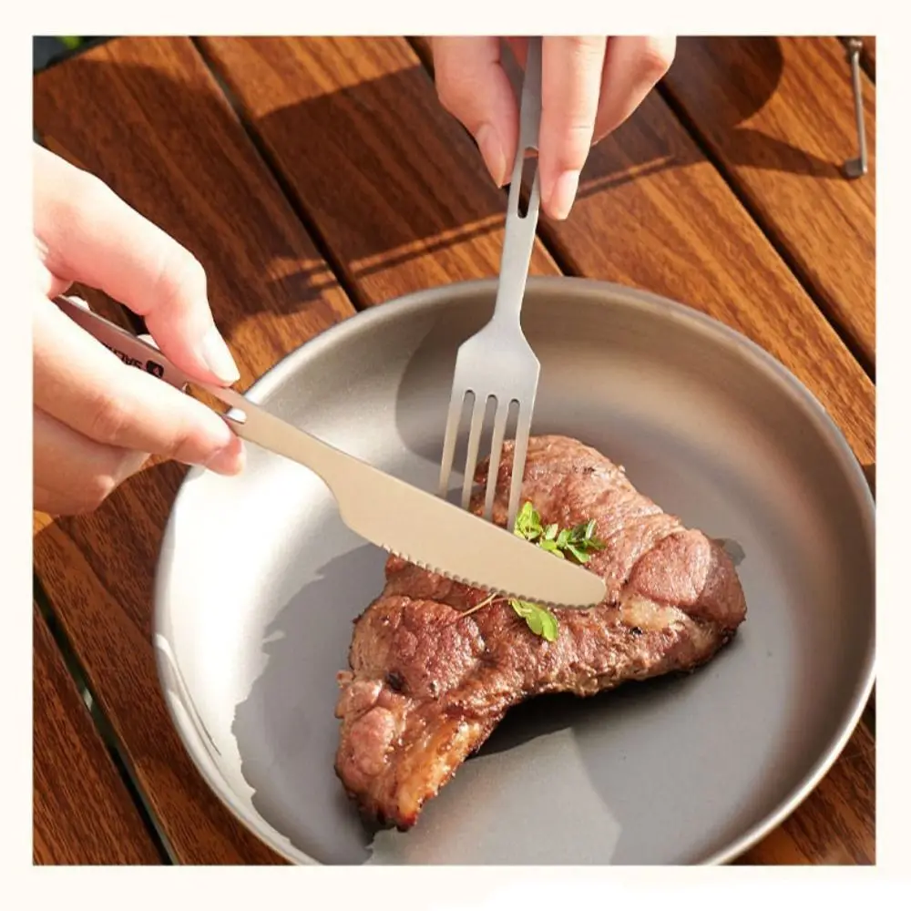 Portable Titanium Long Handle Spoon Camping Cookware Cutlery Fork EDC Outdoor Picnic Accessories