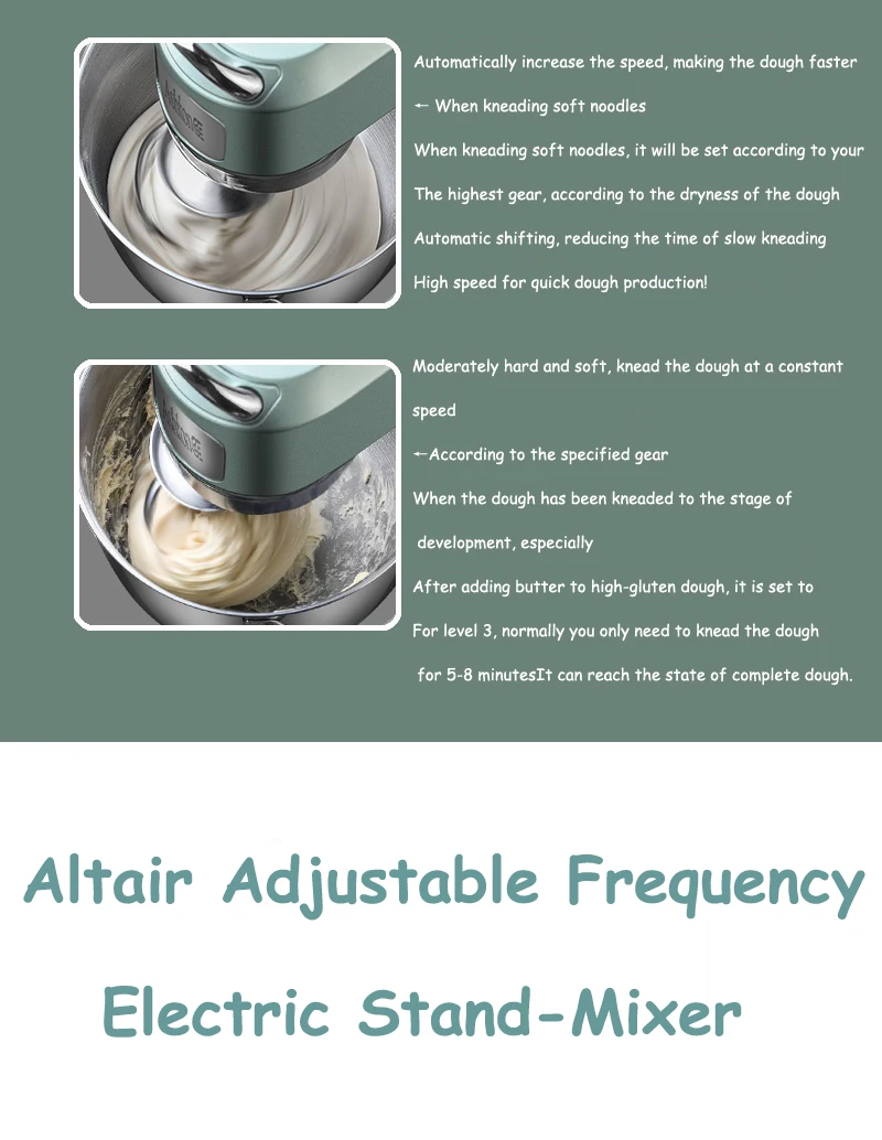 X7 Tilt-Head Electric Stand Mixer Professional Grade Chef Machine 7L 800W 304 Stainless Steel Frequency conversion  With 9 Gears