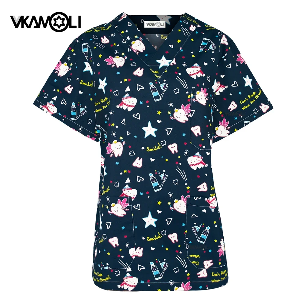 nursing uniform scrub tops for women and man Dentistry Surgical Uniform Tooth printing Dentist medical nursing Work Uniform